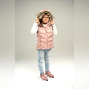 NWT H&M Padded Hooded Girl Vest Light Pink Sz 8/10